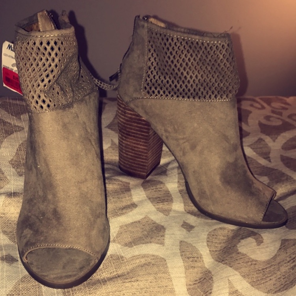 Suede Peep Toe Booties
